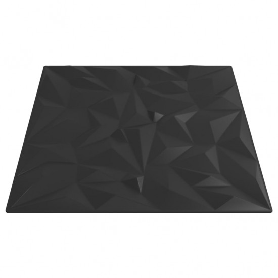 Sienų plokštės, 12vnt., juodos, 50x50cm, EPS, 3m², ametistas