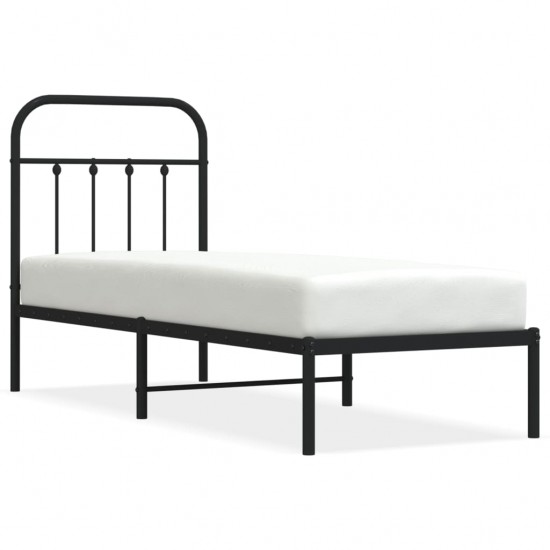 Metalinis lovos rėmas su galvūgaliu, juodos spalvos, 75x190cm