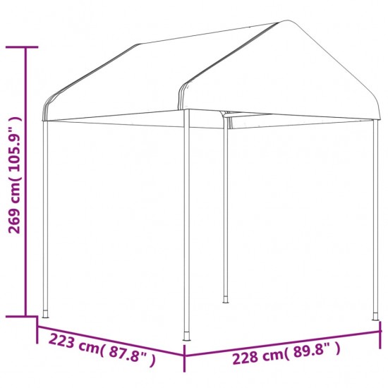 Pavėsinė su stogu, balta, 11,15x2,28x2,69m, polietilenas