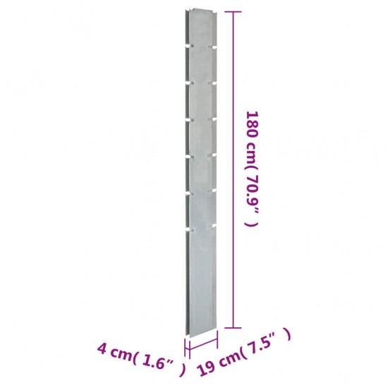 Sodo tvoros stulpai, 10vnt., sidabriniai, 180cm, plienas