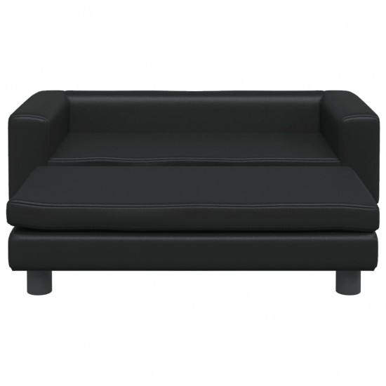 Vaikiška sofa su pakoja, juoda, 100x50x30cm, dirbtinė oda