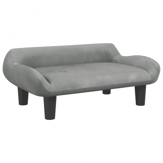 Vaikiška sofa, šviesiai pilkos spalvos, 70x40x24cm, aksomas