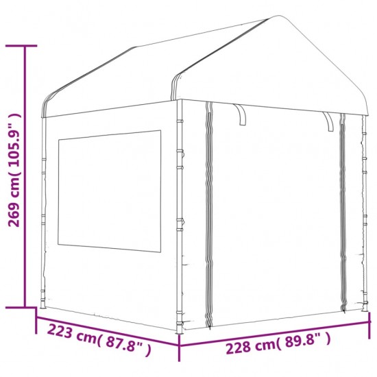 Pavėsinė su stogu, balta, 2,28x2,23x2,69m, polietilenas