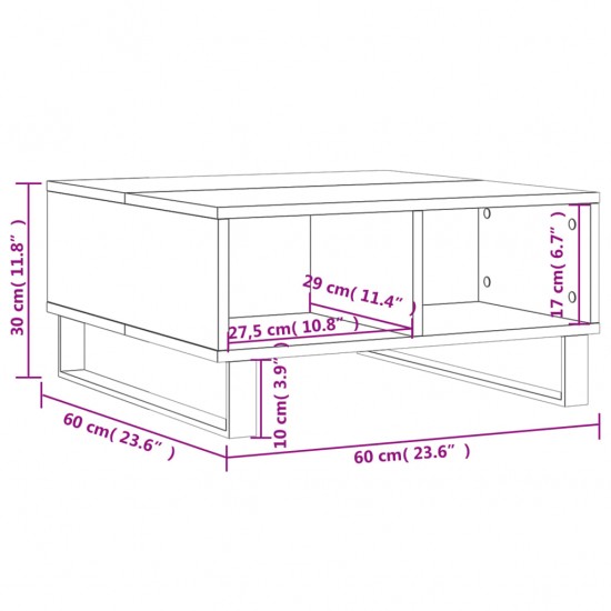 Kavos staliukas, baltas, 60x60x30cm, apdirbta mediena, blizgus