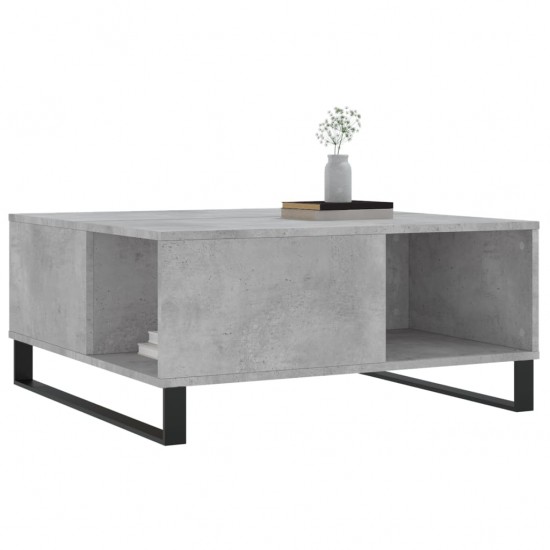 Kavos staliukas, betono pilkas, 80x80x36,5cm, apdirbta mediena