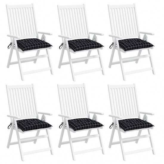 Kėdės pagalvėlės, 6vnt., 40x40x7cm, audinys, juodi langeliai