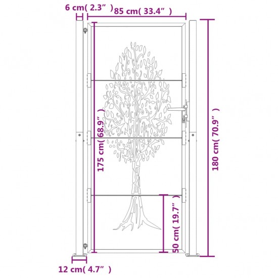 Sodo vartai, 105x180cm, corten plienas, medžio dizaino
