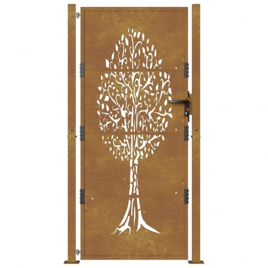 Sodo vartai, 105x180cm, corten plienas, medžio dizaino