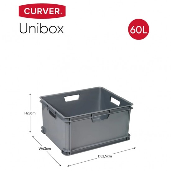 Curver Daiktadėžė Unibox, pilkos spalvos, 60l, XL dydžio