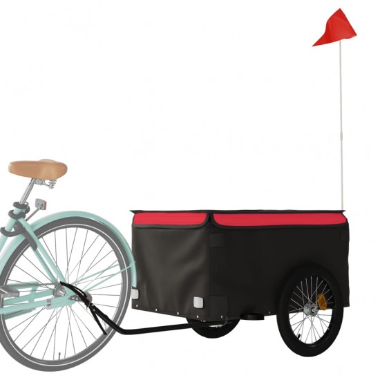 Krovininė dviračio priekaba, juoda ir raudona, 45kg, geležis