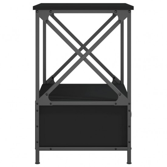 Naktiniai staliukai, 2vnt., juodi, 50x41x65cm, apdirbta mediena