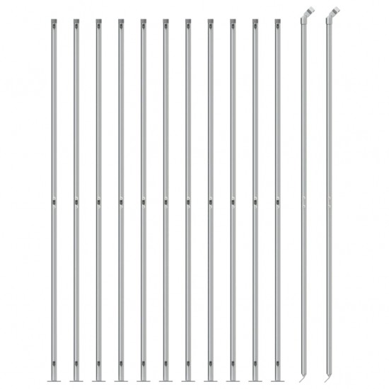 Tinklinė tvora su flanšais, sidabrinės spalvos, 1,4x25m