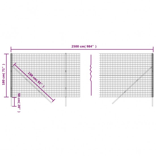 Vielinė tinklinė tvora, antracito, 1,8x25m, plienas