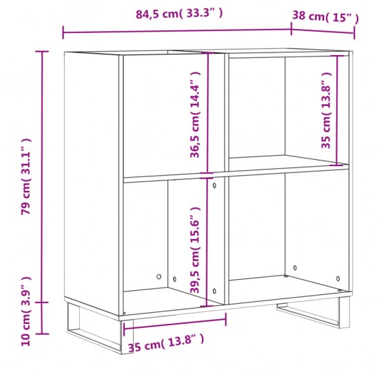 Vinilinių plokštelių spintelė, betono, 84,5x38x89cm, mediena