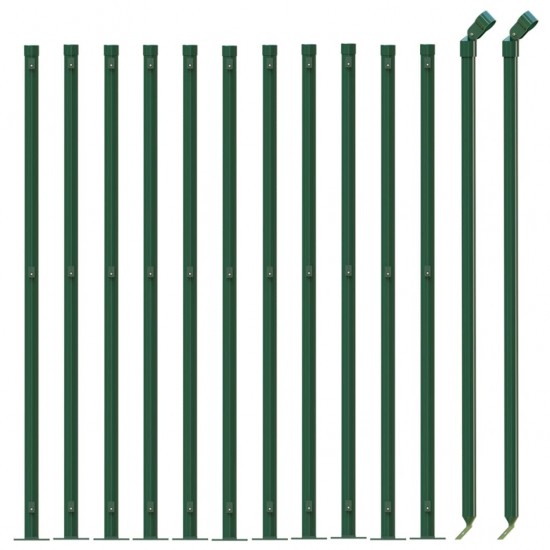 Vielinė tinklinė tvora su flanšais, žalios spalvos, 0,8x25m