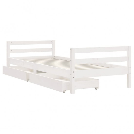 Vaikiškos lovos rėmas su stalčiais, baltas, 80x200cm, pušis