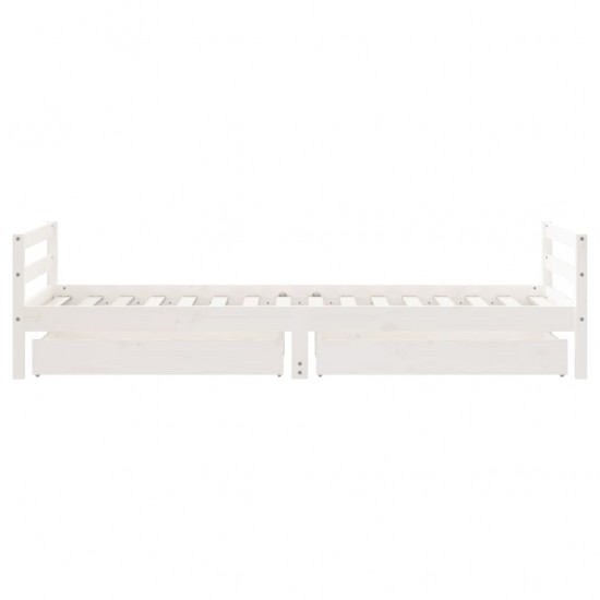 Vaikiškos lovos rėmas su stalčiais, baltas, 80x200cm, pušis