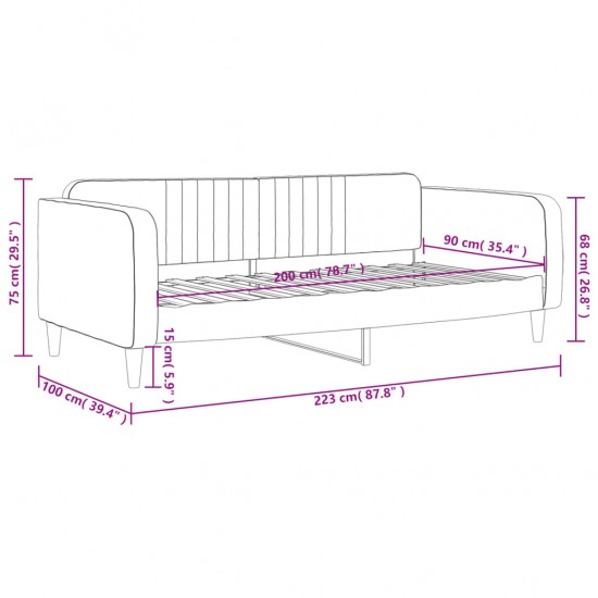 Sofa, juodos spalvos, 90x200cm, aksomas