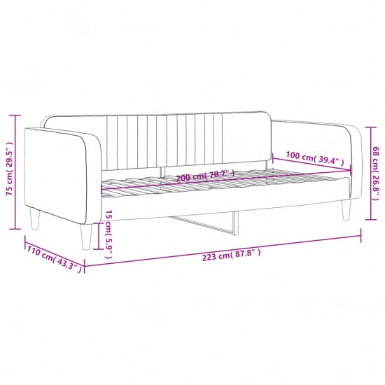 Sofa, mėlynos spalvos, 100x200cm, aksomas