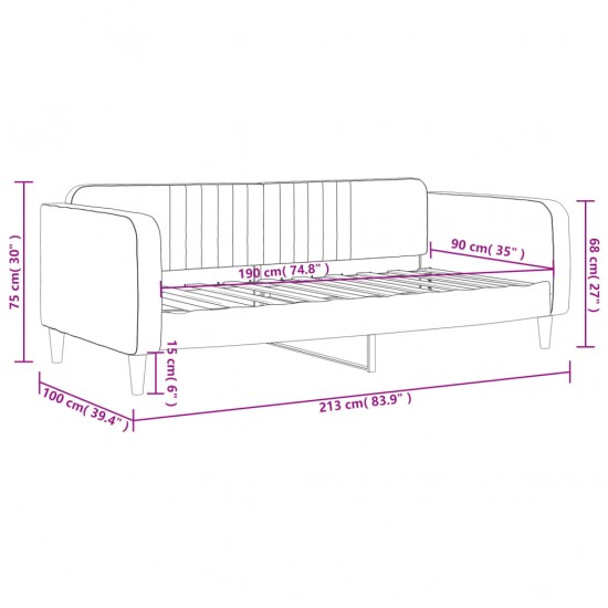 Sofa, juodos spalvos, 90x190cm, aksomas