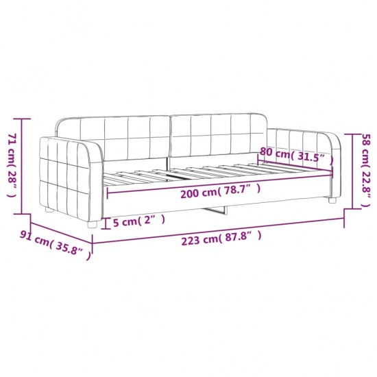 Sofa, mėlynos spalvos, 80x200cm, aksomas