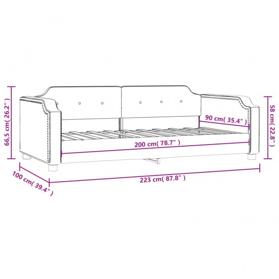 Sofa, juodos spalvos, 90x200cm, audinys