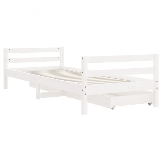 Vaikiškos lovos rėmas su stalčiais, baltas, 90x190cm, pušis