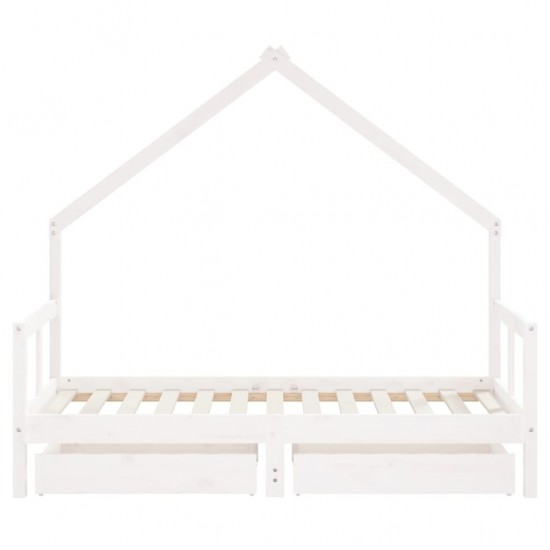 Vaikiškos lovos rėmas su stalčiais, baltas, 80x160cm, pušis