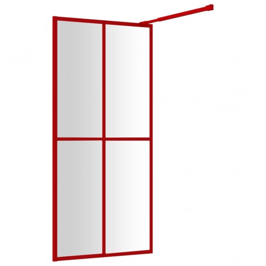 Dušo sienelė su skaidriu ESG stiklu, raudona, 100x195cm