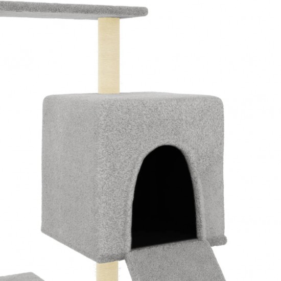 Draskyklė katėms su stovais iš sizalio, šviesiai pilka, 130,5cm