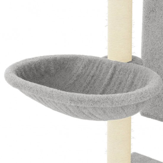 Draskyklė katėms su stovais iš sizalio, šviesiai pilka, 130,5cm