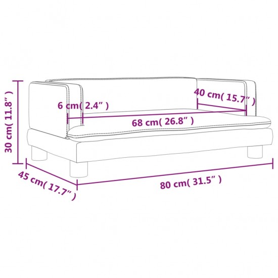 Vaikiška sofa, kreminės spalvos, 80x45x30cm, aksomas