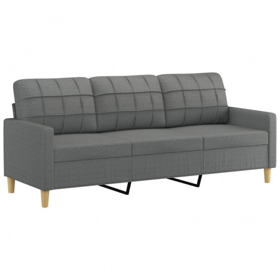 Trivietė sofa su pakoja, tamsiai pilkos spalvos, 180cm, audinys