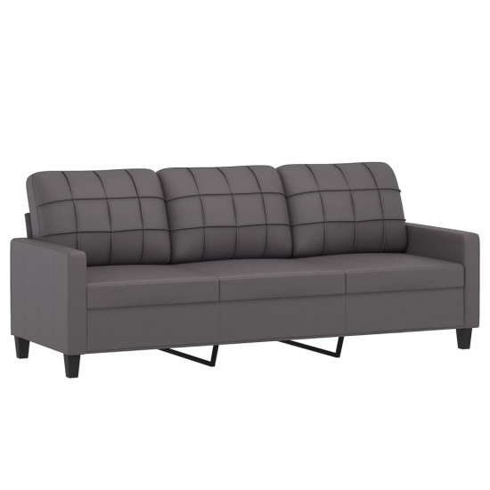 Trivietė sofa su pakoja, pilkos spalvos, 180cm, dirbtinė oda