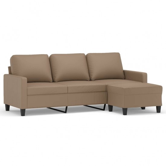 Trivietė sofa su pakoja, kapučino spalvos, 180cm, dirbtinė oda