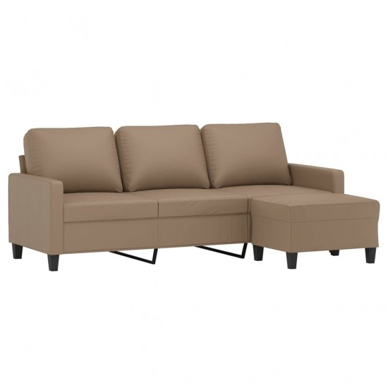 Trivietė sofa su pakoja, kapučino spalvos, 180cm, dirbtinė oda