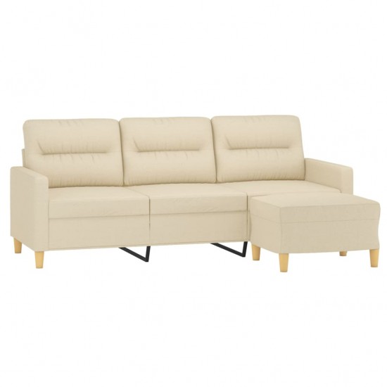 Trivietė sofa su pakoja, kreminės spalvos, 180cm, audinys