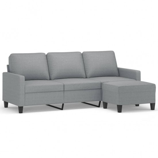 Trivietė sofa su pakoja, šviesiai pilka, 180cm, audinys