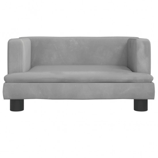 Vaikiška sofa, šviesiai pilkos spalvos, 60x40x30cm, aksomas