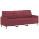 Trivietė sofa su pagalvėlėmis, raudonojo vyno, 180cm, audinys