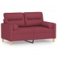 Dvivietė sofa su pagalvėlėmis, raudonojo vyno, 120cm, audinys