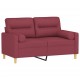 Dvivietė sofa su pagalvėlėmis, raudonojo vyno, 120cm, audinys