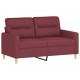 Dvivietė sofa su pagalvėlėmis, raudonojo vyno, 120cm, audinys