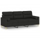 Trivietė sofa su pagalvėlėmis, juodos spalvos, 180cm, audinys