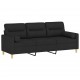 Trivietė sofa su pagalvėlėmis, juodos spalvos, 180cm, audinys