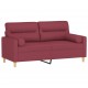 Dvivietė sofa su pagalvėlėmis, raudonojo vyno, 140cm, audinys