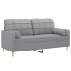 Dvivietė sofa su pagalvėlėmis, šviesiai pilka, 140cm, audinys