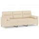 Trivietė sofa su pagalvėlėmis, kreminės spalvos, 180cm, audinys