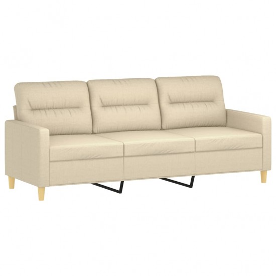 Trivietė sofa su pagalvėlėmis, kreminės spalvos, 180cm, audinys