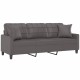 Trivietė sofa su pagalvėlėmis, pilka, 180cm, dirbtinė oda